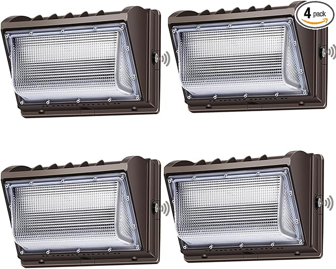 ledmo 150W Wall Pack Lights Outdoor with Photocell Dusk to Dawn 4 Pack | 5000K 21000LM LED Security Light IP65 Commercial Exterior Lighting Fixture 100-277V Equivalent for Backyard Parking