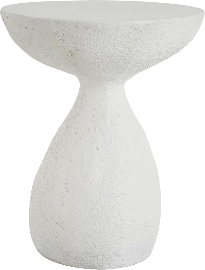 Christopher Knight Home Piper Vase-Shaped MGO Outdoor Side Table, Square Accent Table with Stone-Like Texture, Weather Resistant Small End Table with Hourglass Design for Indoor/Outdoor Usage, White
