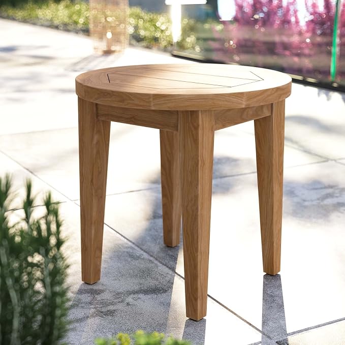 Modway Brisbane Teak Wood Side Table, Natural