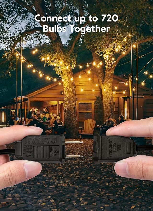 Outdoor String Lights, 25FT 12+1 G40 Bulbs Shatterproof Patio Lights | IP65 Waterproof Dimmable Hanging Connectable Globe LED Outdoor Lights for Backyard, Bistro, Porch, Deck, Balcony