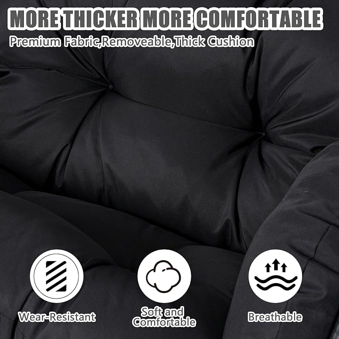 Double Egg-Shaped Hammock Chair, Swing Egg Chair, Wicker Hanging Chair with Removable Washable Cushion