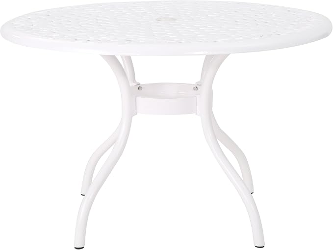 Christopher Knight Home Simon Outdoor Aluminum Round Dining Table, White