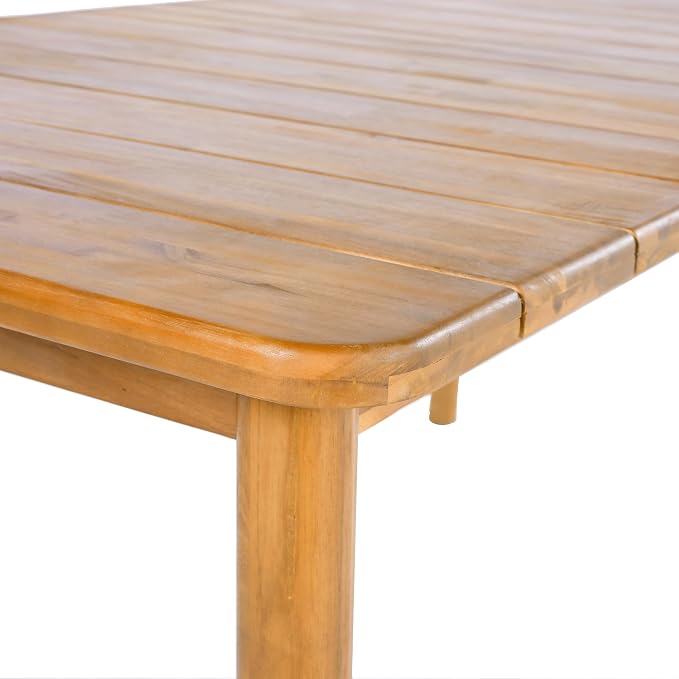 Christopher Knight Home Kegy 67" Patio Acacia Wood Dining Table with Slatted Tabletop, Outdoor Farmhouse Rectangular Dining Room Table for 6 Persons, Teak