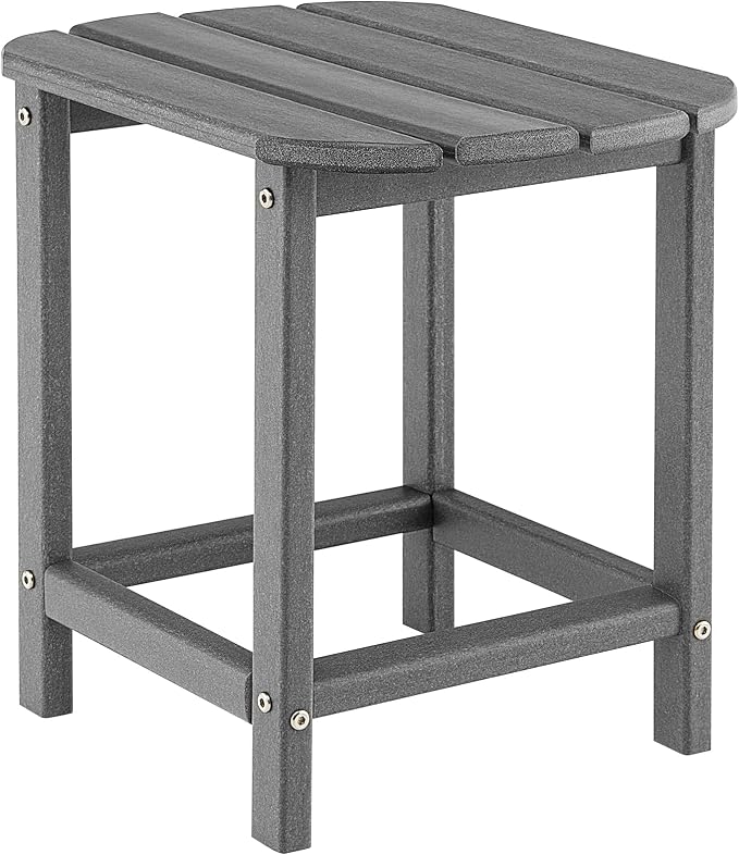 Giantex Side Table Outdoor Small Patio Table 18” Adirondack Table, Weather Resistant End Tables, Outside Square Tea Table for Patio, Backyard, Poolside, Garden, Balcony (1, Gray)