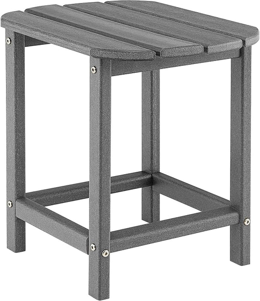 Giantex Side Table Outdoor Small Patio Table 18” Adirondack Table, Weather Resistant End Tables, Outside Square Tea Table for Patio, Backyard, Poolside, Garden, Balcony (1, Gray)