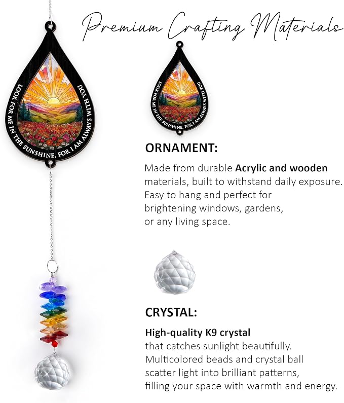 Suncatcher Look for Me in The Sunshine - Sympathy Gift for Loss of Loved One - Grief Gifts - Heaven Funeral Keepsake - Gift for Women Daughter Friend Sister