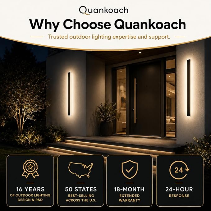 47.2" Outdoor Wall Lights, 2-Pack Remote Dimmable Sconces | Adjust 3000K–6000K lighting by remote for a modern garage, patio, porch or front door upgrade