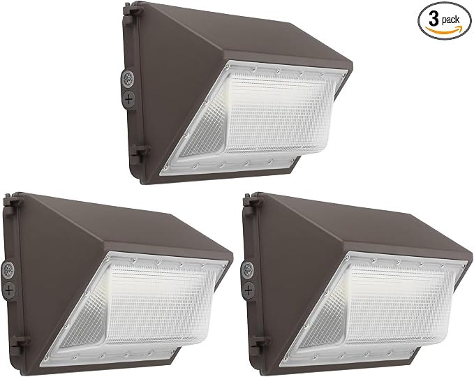 LED Wall Pack with Dusk-to-Dawn Photocell, 60W 7800lm 5000K 100-277V IP65 Waterproof Outdoor Wall Light Fixture, 150-200W HPS/MH Replacement, ETL/cETL Listed (Pack of 3)
