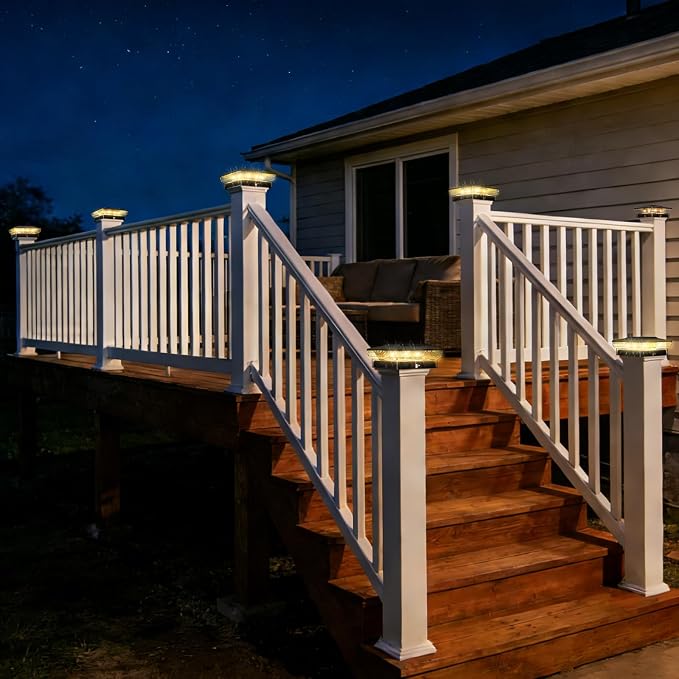 btfarm 4x4 Solar Post Cap Lights Outdoor, 2 Modes 16 LED Fence Deck Post Lights, 18 Pack Waterproof Black Solar Powered Lighting Outside Fit 4x4 3.5x3.5 Wooden/Vinyl for Porch Patio Garden
