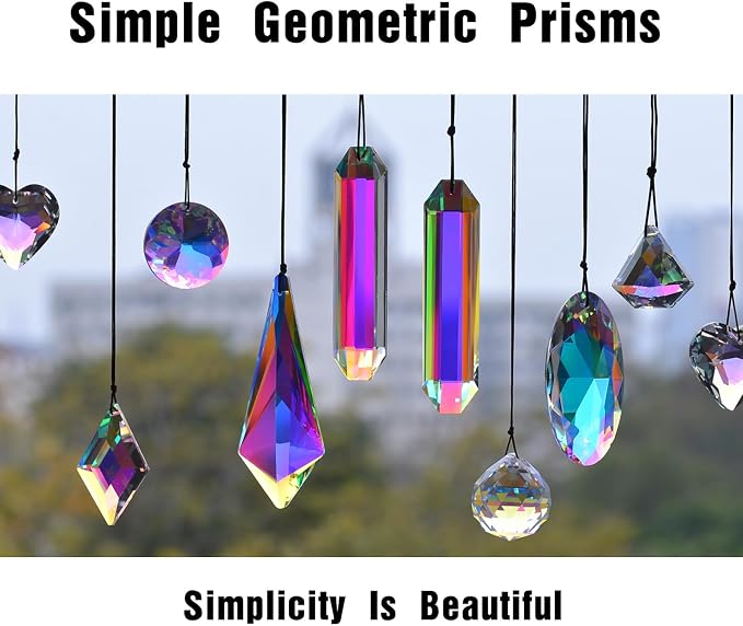 2PCS Long Crystal Suncatcher Prisms for Windows (Rect ABColor) | AB Color, Transparent, K9 Glass, Rainbow Maker, with Hooks & Cord