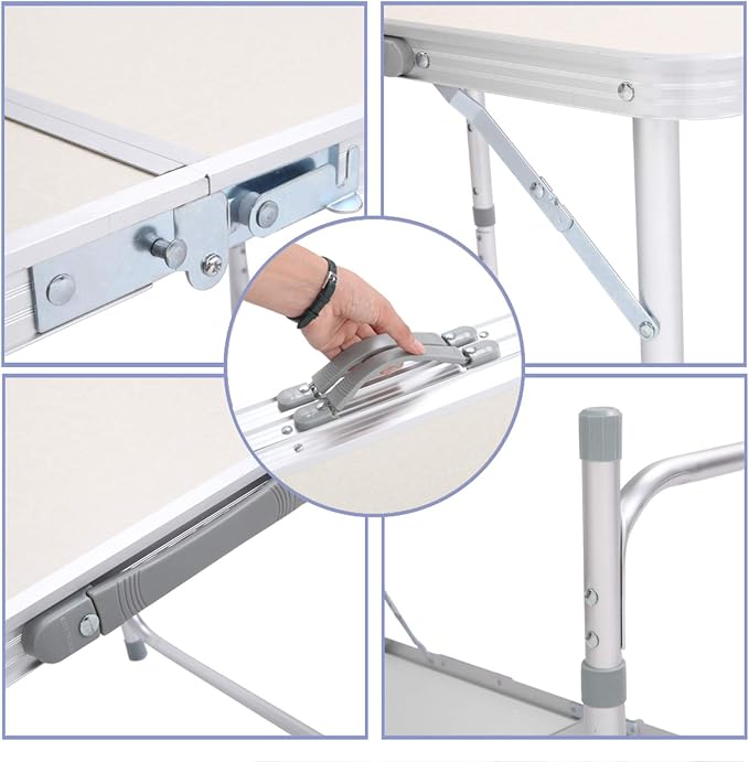 6 FT Folding Portable Aluminum Camping Table, Resistant Table for Indoor, Outdoor, Picnic, Party, Camping