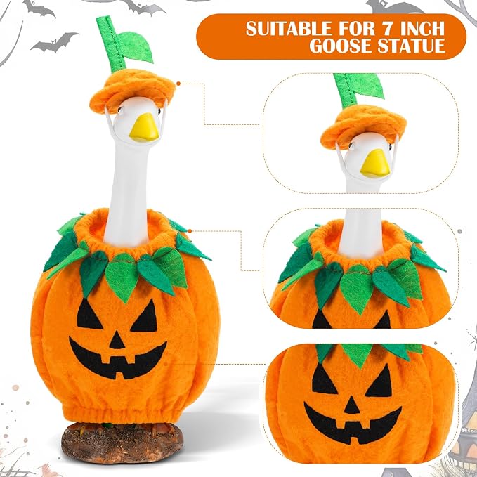 7'' Desk Pumpkin Goose Outfit Back to School Mini Porch Goose Clothes Yard Silly Lawn Duck Shirt for School Classroom Cement Plastic Duck Student