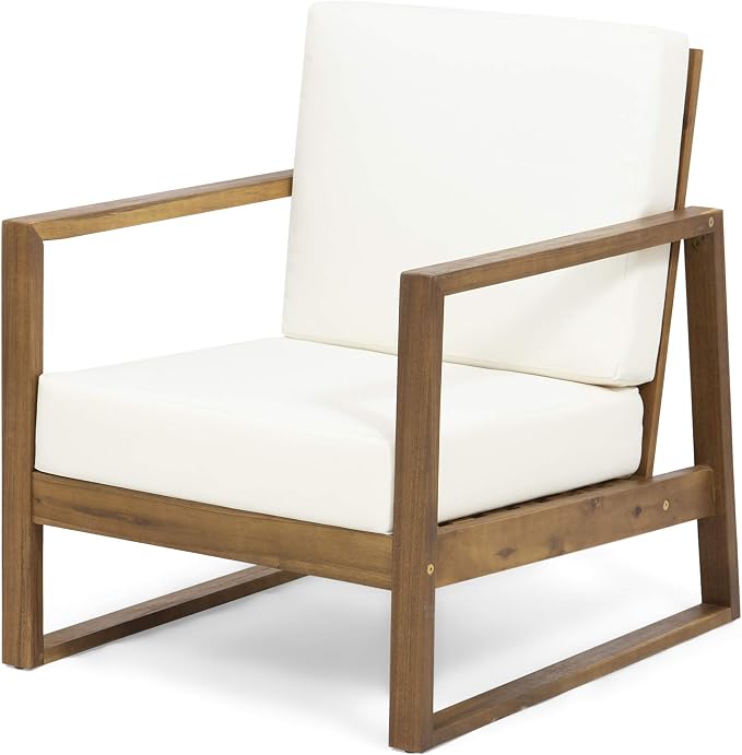 Christopher Knight Home Belgian Patio Furniture Set with Fire Pit Table and Tank Holder, Outdoor Conversation Set with Fire Table, Acacia Wood Lounge Chair Outdoor Set of 4, Teak+Cream+Light Grey