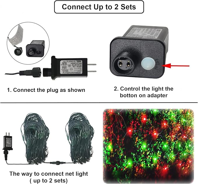Pooqla Red and Green Christmas Net Lights Outdoor, 21x 5ft Green Wire | 360 LED Large Net Mesh Lights Plug in, 8 Modes Waterproof Connectable Bushes Lights for Christmas Hedge Yard Decor