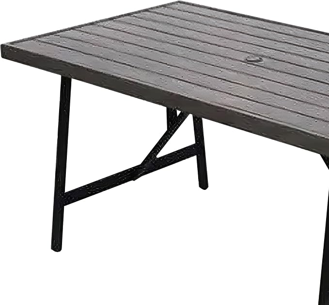 Four Seasons Courtyard Norwalk 40 x 70 Inch Rectangular Outdoor Dining Table All Weather Aluminum Slat Top for Backyard Decks and Patios, Taupe/Grey