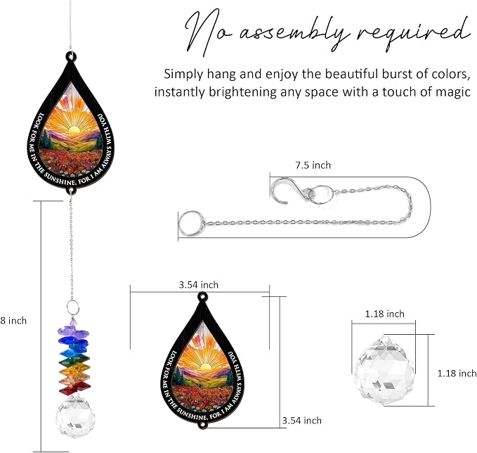 Suncatcher Look for Me in The Sunshine - Sympathy Gift for Loss of Loved One - Grief Gifts - Heaven Funeral Keepsake - Gift for Women Daughter Friend Sister