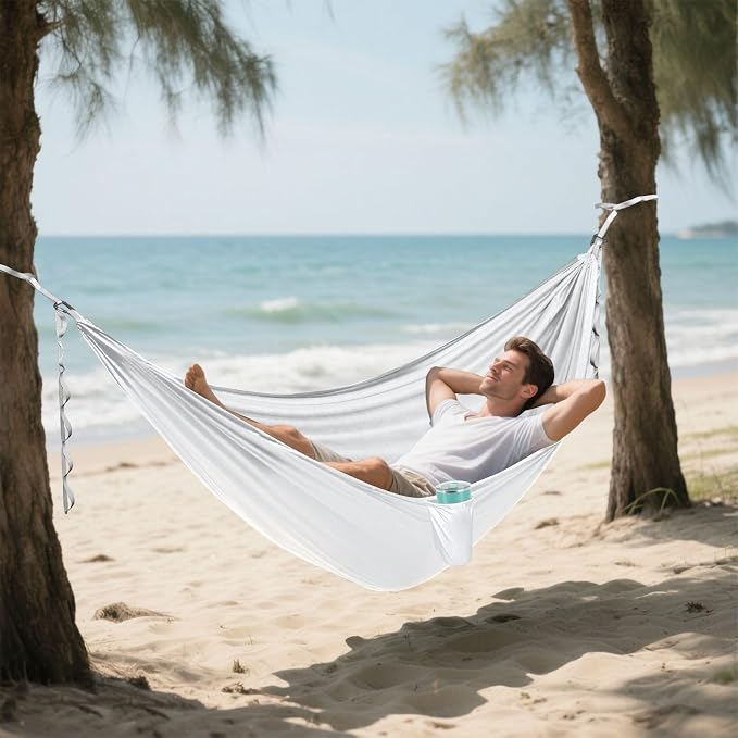 White Solid Color Pure Plain 330lb Capacity Hammocks with Portabl Carry Bag Backyard Hammock for Outside Patio Garden hamaca con soporte para adultos