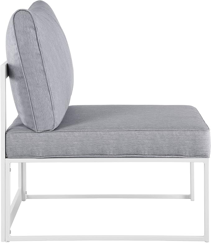 Modway Fortuna Aluminum Outdoor Patio Armless Chair in White Gray
