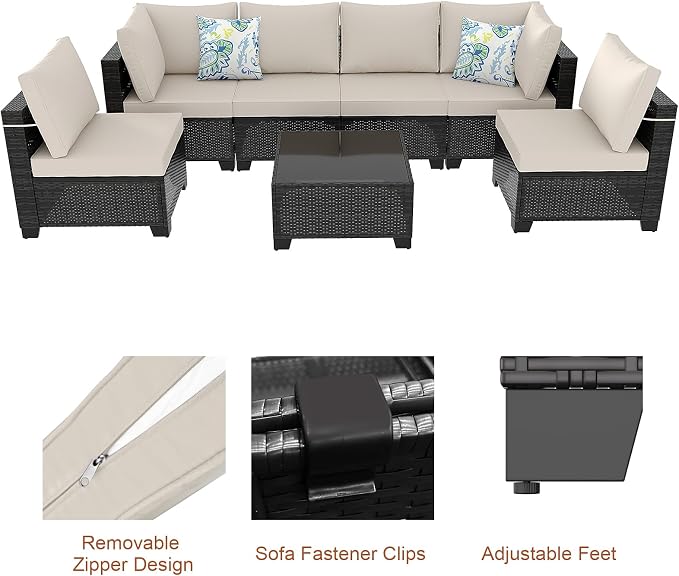 Outdoor Wicker Patio Furniture Set - 7 Piece