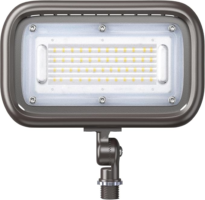45W LED Outdoor Security Flood Lights,AC 120-277 Input | 100lm/W Efficacy,Super Bright LED Chips,7V×7H Beam Spread,180°Adjustable Knuckle Mount,IP65 Waterproof,4000K Color Temperatur