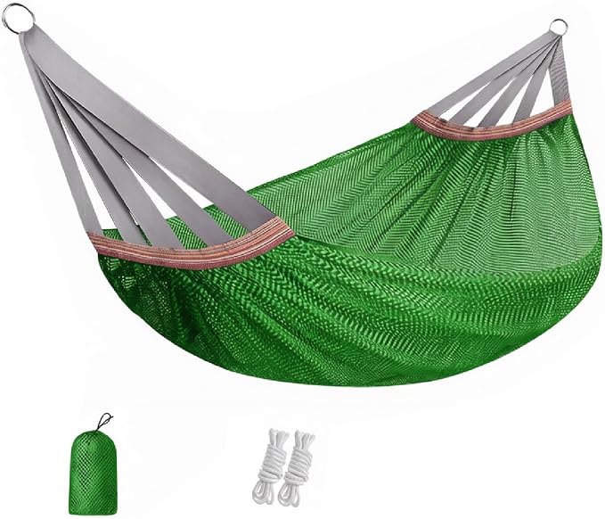 Double Hammock for Camping Outdoor Portable Mesh Swing Chair | Breathable Fabric, Anti Roll Design, Extra Thick Weave, Stable Support, Easy Setup, Space Saving Storage