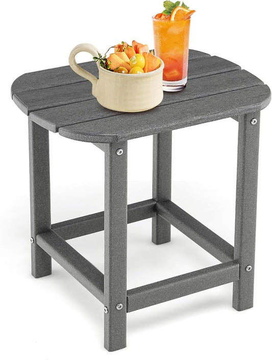 Tangkula Outdoor Side Table, Weather Resistant Adirondack Table, Outdoor Indoor Chairside End Tables, Waterproof HDPE, for Patio Poolside Porch Backyard, Easy Assembly, 19 x 14.5 x 18 Inch (1, Grey)
