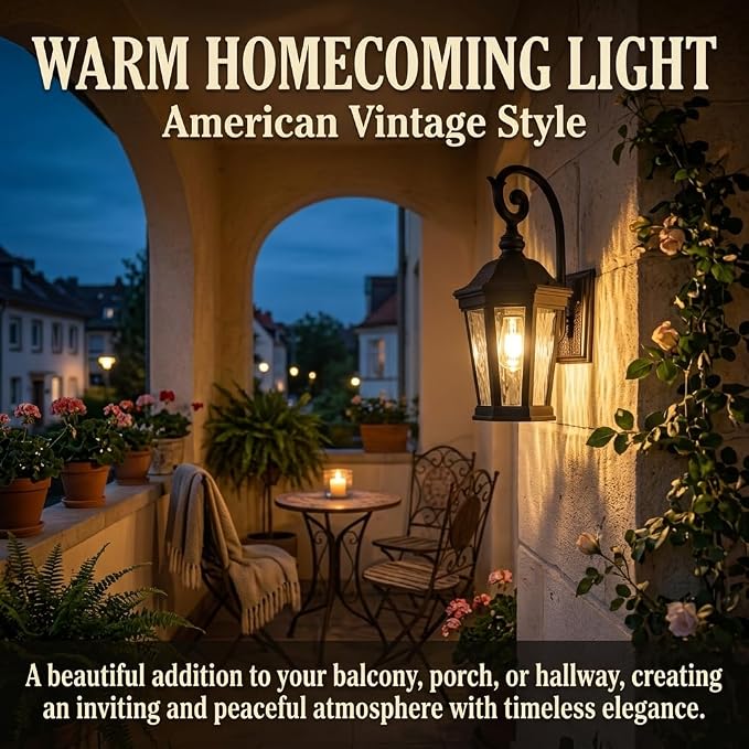 Black Exterior Wall Sconces, 21'' Large Outdoor Porch Light Fixtures