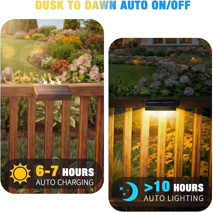 JOFIOS Solar Lights for Fence, 9 Fixed Colors ＆ Color Changing Solar Wall Lights Outdoor Waterproof IP65 Dusk-to-Dawn LED Deck Lighting for Patio, Railing, Pool, Porch, Backyard, Wall, 16 Pack