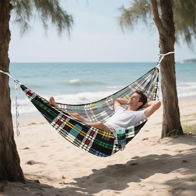 Camping Hammock Outdoor Hammocks for Outside Lattice Black Blue Green Red Beach Trees Portable Lightweight with Pockets Tree Straps Indoor