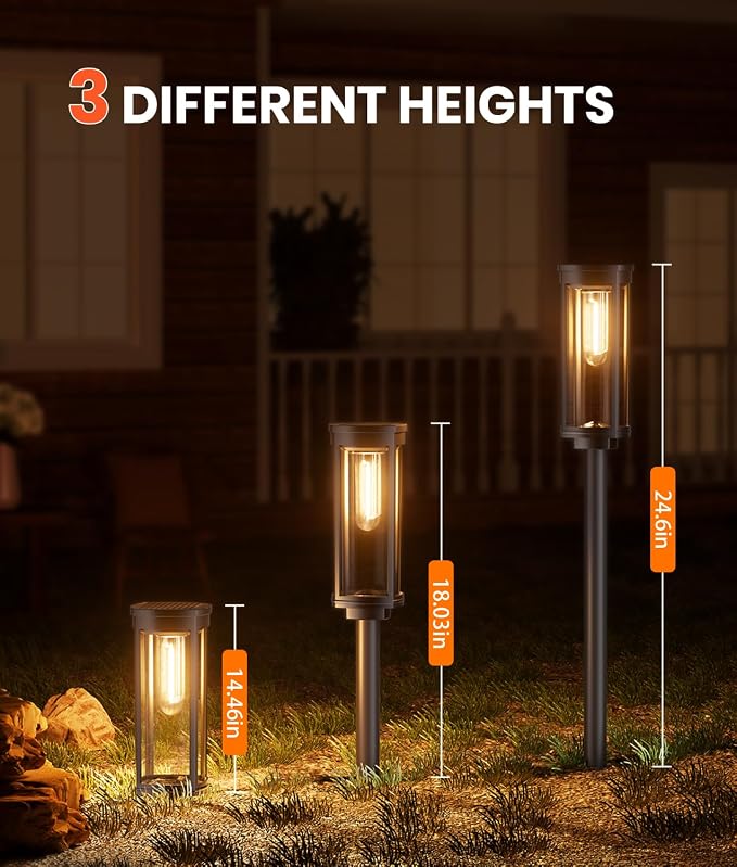 NEWMESSI 8 Pack Solar Pathway Lights Outdoor IP65 Waterproof Super Brightness Solar Powered Landscape Path Lights for Outside Walkway Driveway Garden