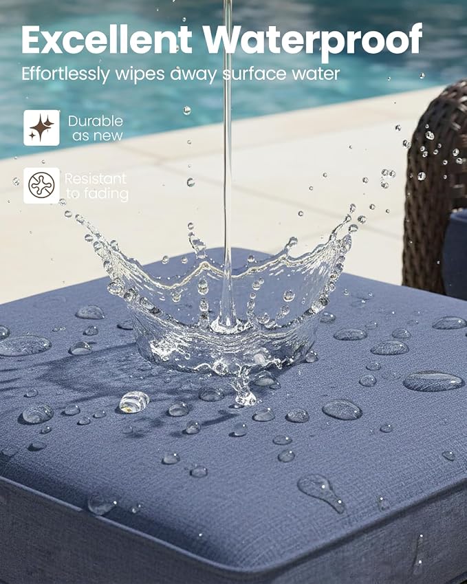 9 Pieces Outdoor Furniture Set with 6-inch Cushions, High Back Wicker Swivel Rocker Chairs with Coffee Table, Luxury Conversation Set for Deck Patio and Poolside