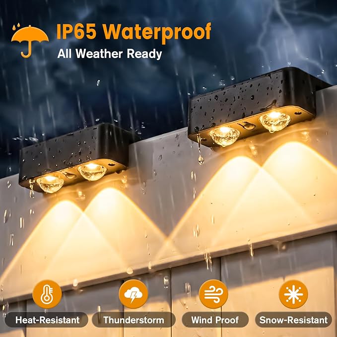 Bridika Solar Deck Lights Outdoor with Remote, L-Shaped Design, Black 16 | Remote sync all lights, 9 Colors & 3 modes, LED, IP65 waterproof, Dusk to dawn, for fence/deck/patio/stairs/railing/wall