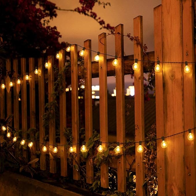 200Ft(2x100Ft) LED Outdoor String Lights Waterproof Dimmable G40 Globe Patio Lights with 100+5 Bulbs for Balcony Gazebo Pergola-Black Cord