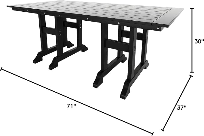 HDPE Laguna 38" X 73" Rectangular Dining Table,Black