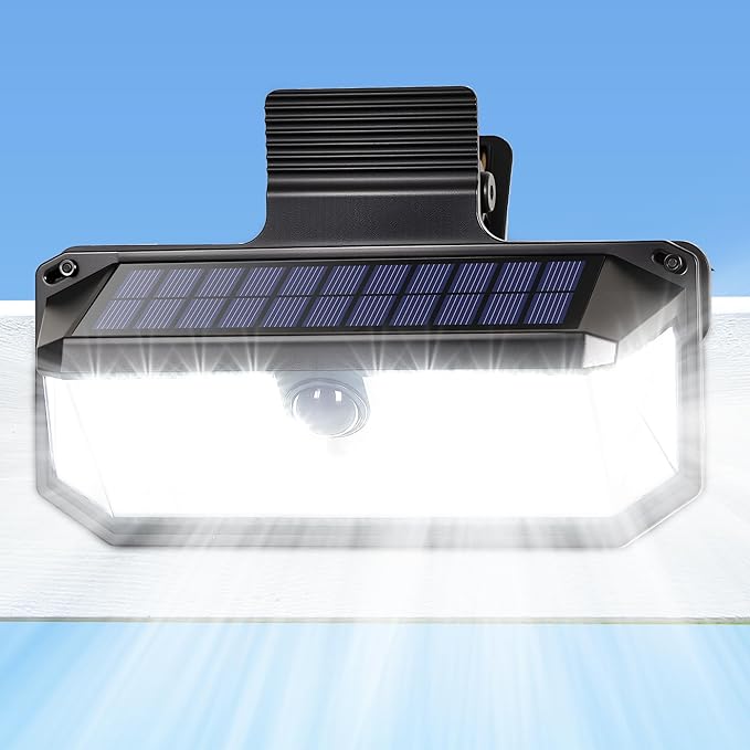 LUHLEE 416 LEDs Clip On Solar Lights Outdoor, 1500LM & 300° Angle Bright Motion Sensor Outdoor Lights with 3 Lighting Modes, IP65 Waterproof Flood Solar Light for Fence, Patio, Backyard (NEW 1PACK)