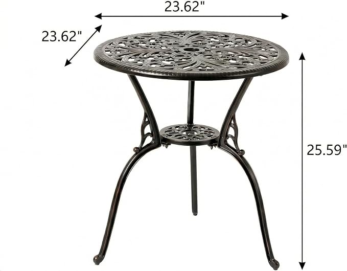 Christopher Knight Home Vigo Aluminum Outdoor Bistro Table with Umbrella Hole, Small Metal Round Side Table, Outdoor Bistro Dining Table, Copper