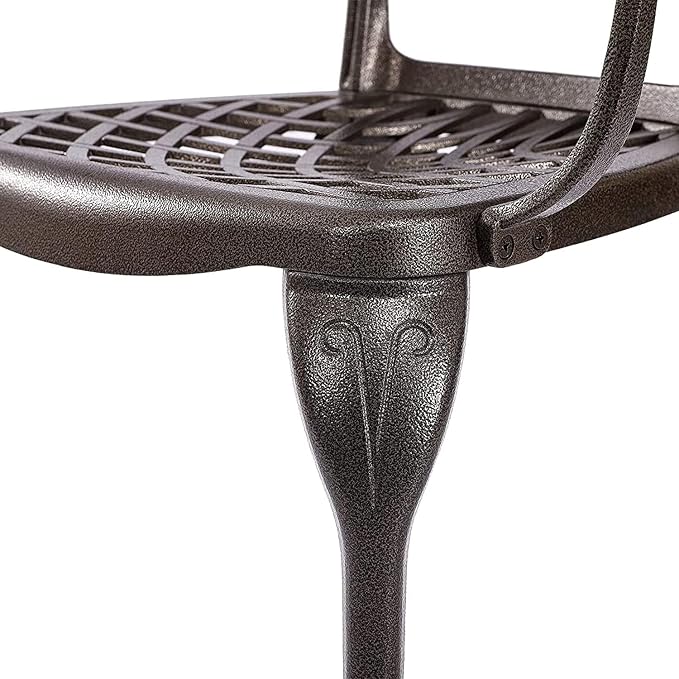 2-Piece Outdoor Dining Chairs,Super Stable Cast Aluminum Chairs with Armrest,2-Pack Patio Armchairs for Garden, Backyard,All-Weather Resistant Outdoor Dining Furniture, Brown