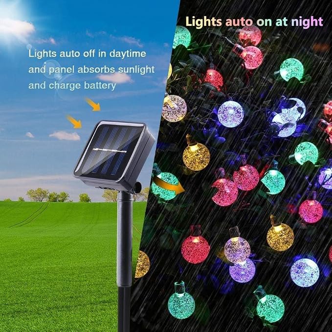 Toodour Solar String Lights Outdoor, 56ft 100 LED Globe String Light with 8 Mode, Waterproof Crystall Ball Lights Solar Patio Lights for Garden, Lawn, Patio, Gazebo, Yard, Outdoor Decor - Multicolor