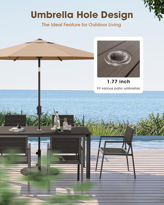 Outdoor Dining Chiars Set of 2, Aluminum Patio HDPS Outdooor Dining Chiars, All Weather Patio Furniture Set (Charcoal)