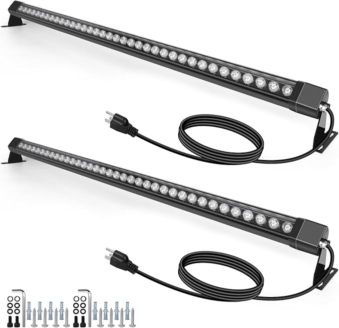 4FT LED Wall Washer Light 72W(2 Pack) - 4000K Neutral White IP67 Waterproof Outdoor Light Bar,Anti-Moisture Architectural Uplighting for Exterior House,Garden,Courtyards & Event Stage-120V Plug & Play