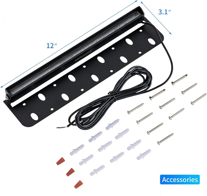 Black 8-Pack 12inch 5W 5000K Daylight White Hardscpe Lighting | 12V AC/DC Retaining Wall Lights,Low Voltage Landscape Lighting,Hardscape Paver Light,Outdoor Step Lights