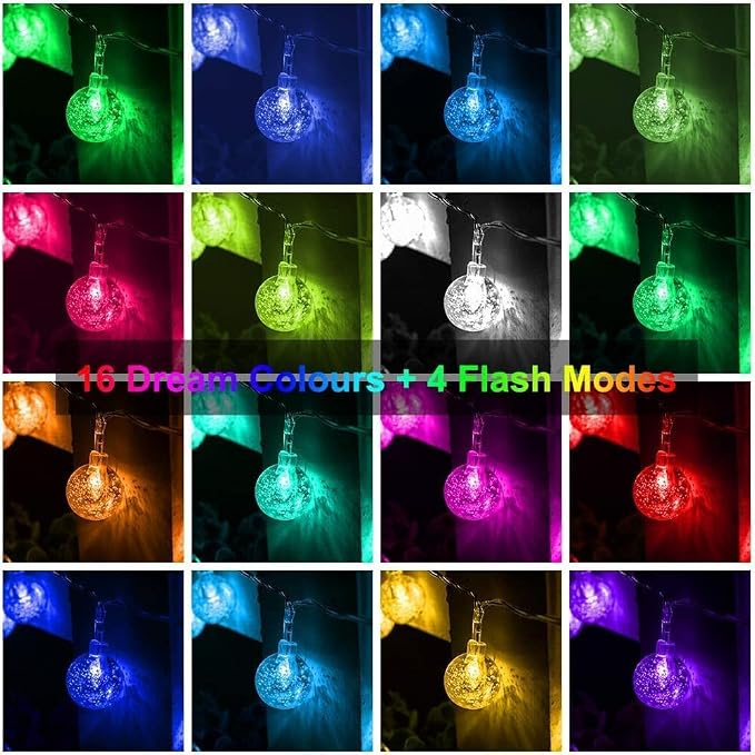 Metaku Color Changing Globe String Lights Fairy Light 26ft 60LED & Remote | Battery Operated Indoor Outdoor Hanging String Lights Christmas Lights for Home Party Patio Garden Classroom Wedding