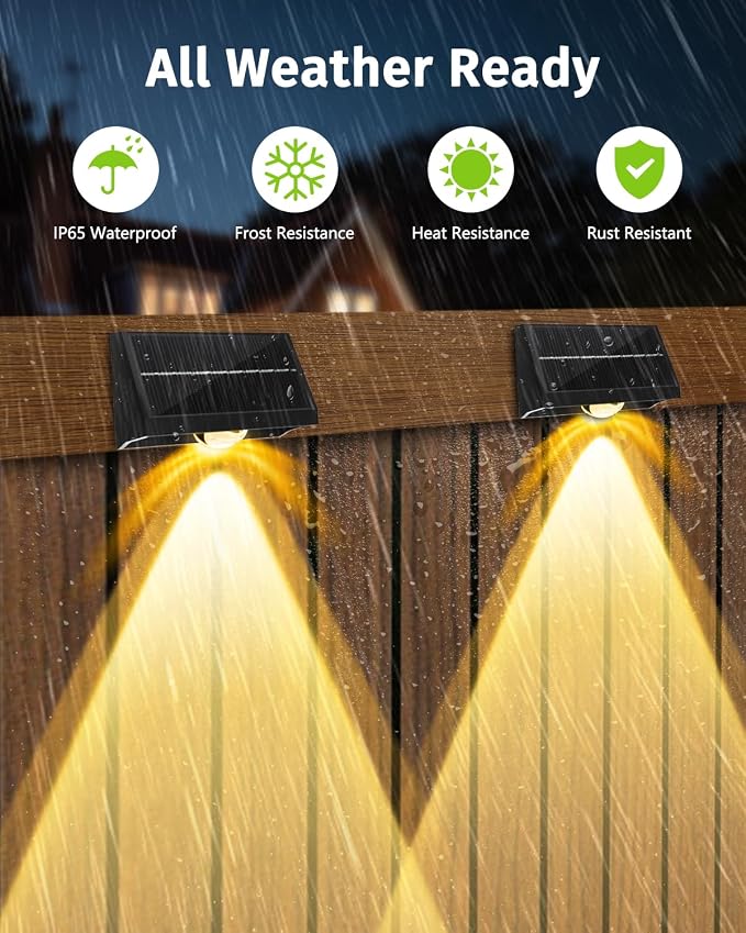 Solar Fence Lights Outdoor Waterproof High Brightness LED Spot Lens Deck Lights 7 Mode Warm & Cool White RGB Solar Powered Wall Lighting Decor for Outside Patio Step Backyard Railing Pool - 24 Pack