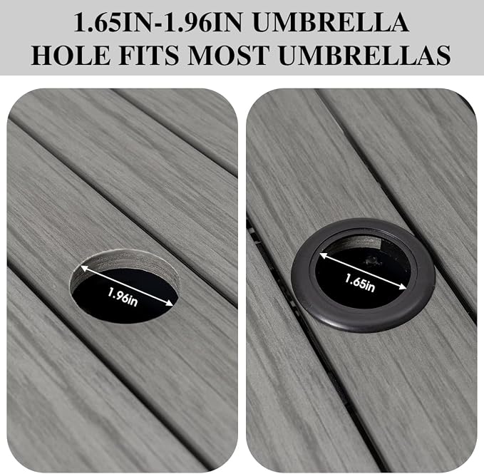 Sundale Outdoor Patio Umbrella Stand All Weather Wicker Rattan 22 in Umbrella Table Garden Furniture Deck Pool Table, Charcoal