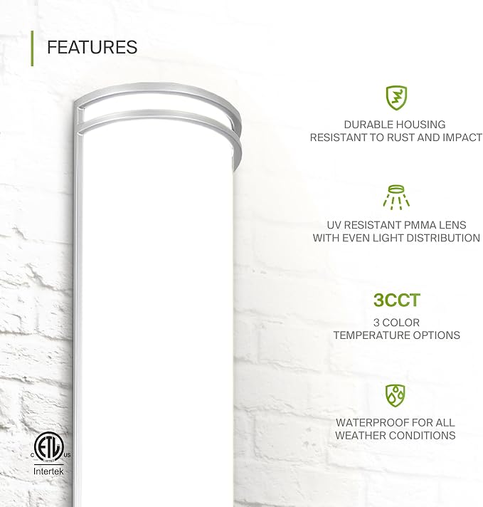 ASD 18 Inch LED Outdoor Sconce Lights - 20W 120-277V 3000K 4000K 5000K Nickel Exterior Lighting Fixtures, Dimmable Exterior Lights for House, Modern Patio Wall Light Fixture ETL