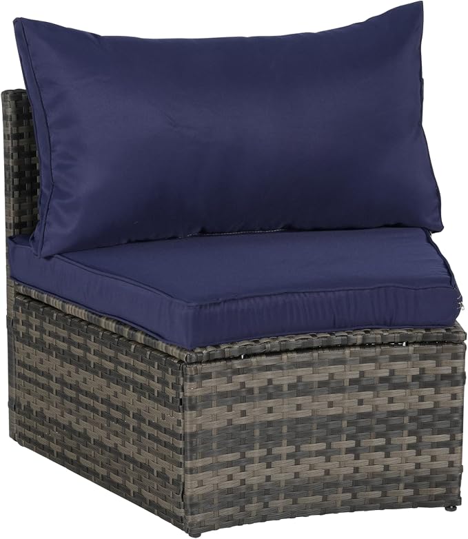 Eafurn 7 Pieces Outdoor Patio Conversation Furniture Sets All Weather Wicker PE Rattan Half-Moon Curved Sectional Sofa with Round Coffee Table, 4 Pillows & Waterproof Cover for Backyard