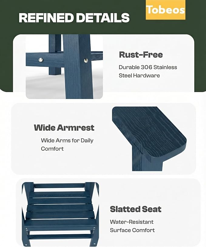 7-Piece Outdoor Dining Set with Aluminum Frame for 6,Navy Blue | HDPE material, 2" umbrella hole, patio table and chairs, ideal for yard, lawn, garden, balcony, deck, poolside