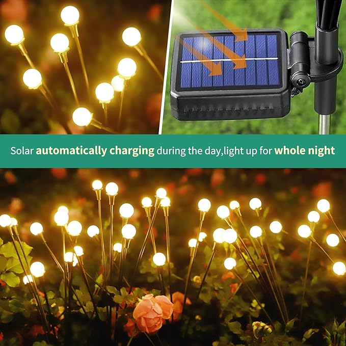vignuto Solar Lights Outdoor Waterproof, 8 Packs 64LED, Solar Garden Lights, Garden Decor, Patio Decor, Unique Gifts for Women, Gifts for Grandma