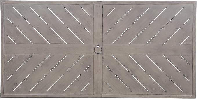 Ulax furniture Outdoor Patio Dining Table - Weather-Resistant Steel Frame & Wood-Grain Concrete Tabletop - Umbrella Hole for Garden, Backyard, Picnics (70-Inch)