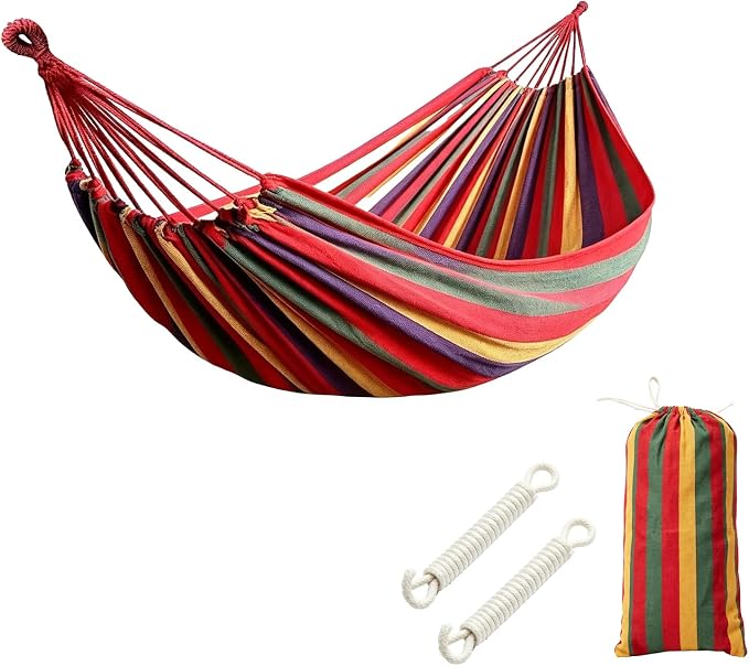 Hammock Replacement for Stand (Red, 1 Person, NO-Anti-ROLL) | Hammock Without Stand, Rope Hammocks for Outdoor Travel Portable Lightweight Hammocks with Tree Straps and Storage Bag